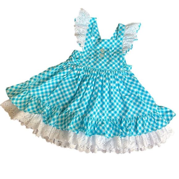Eleanor  Rose Other - Eleanor Rose 3-4 Dolly Dress Turquoise Gingham Dorothy Whimsical Cottagecore